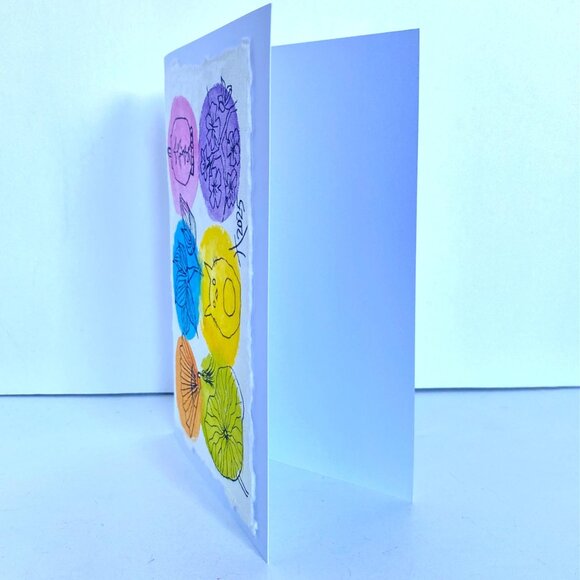 Watercolor Dots Japanese Style Original Art Handmade 5x7in Blank Greeting Card - Picture 2 of 4